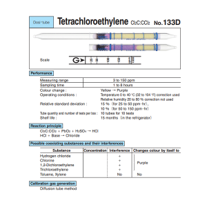 Ống phát hiện thụ động Cl2C:CCl2 Gastec 133D