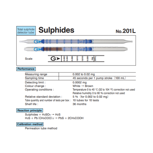 Ống phát hiện Sulphide trong dung dịch Gastec 201L