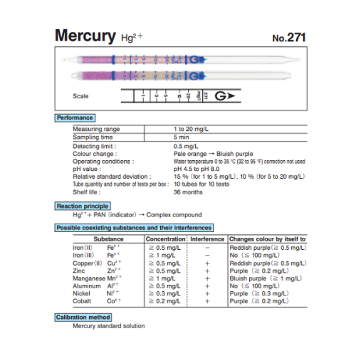 Ống phát hiện thủy ngân Hg Gastec 271