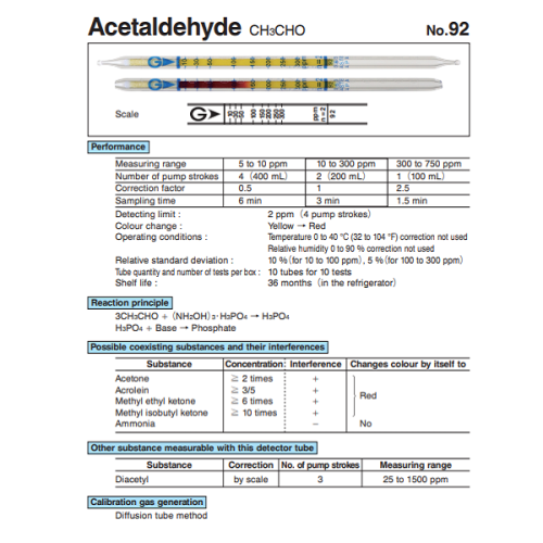 Ống phát hiện nhanh CH3CHO Gastec 92