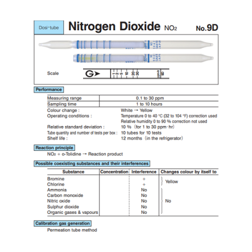 Ống phát hiện nhanh khí NO2 Gastec 9D