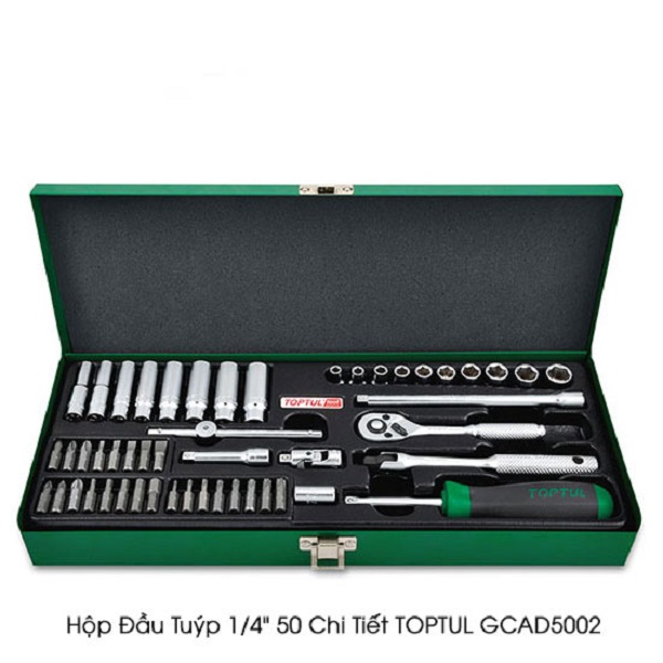 GCAD5002-2 Hộp đầu tuýp 1/4″ 50 chi tiết TOPTUL GCAD5002